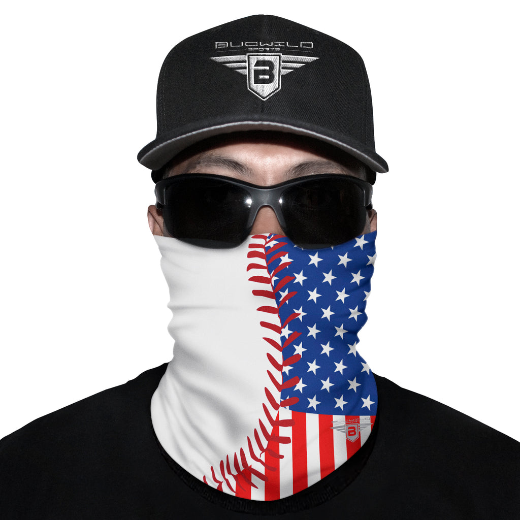 Baseball Thread USA Flag Neck Gaiter Face Mask for Youth & Adults