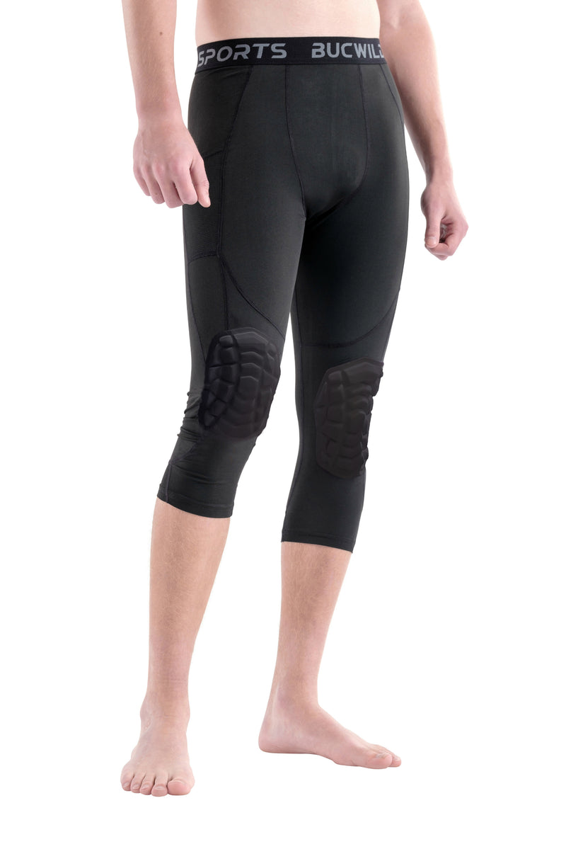 Basketball Pants with Knee Pads, Knee Pads Compression Pants,Men's