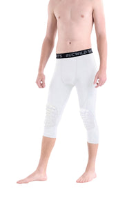 Bucwild Sports ¾ Compression Pants with Knee Pads for Youth Boys - Adult  Men Padded Tights Basketball Wrestling Volleyball, White, Medium :  : Clothing, Shoes & Accessories