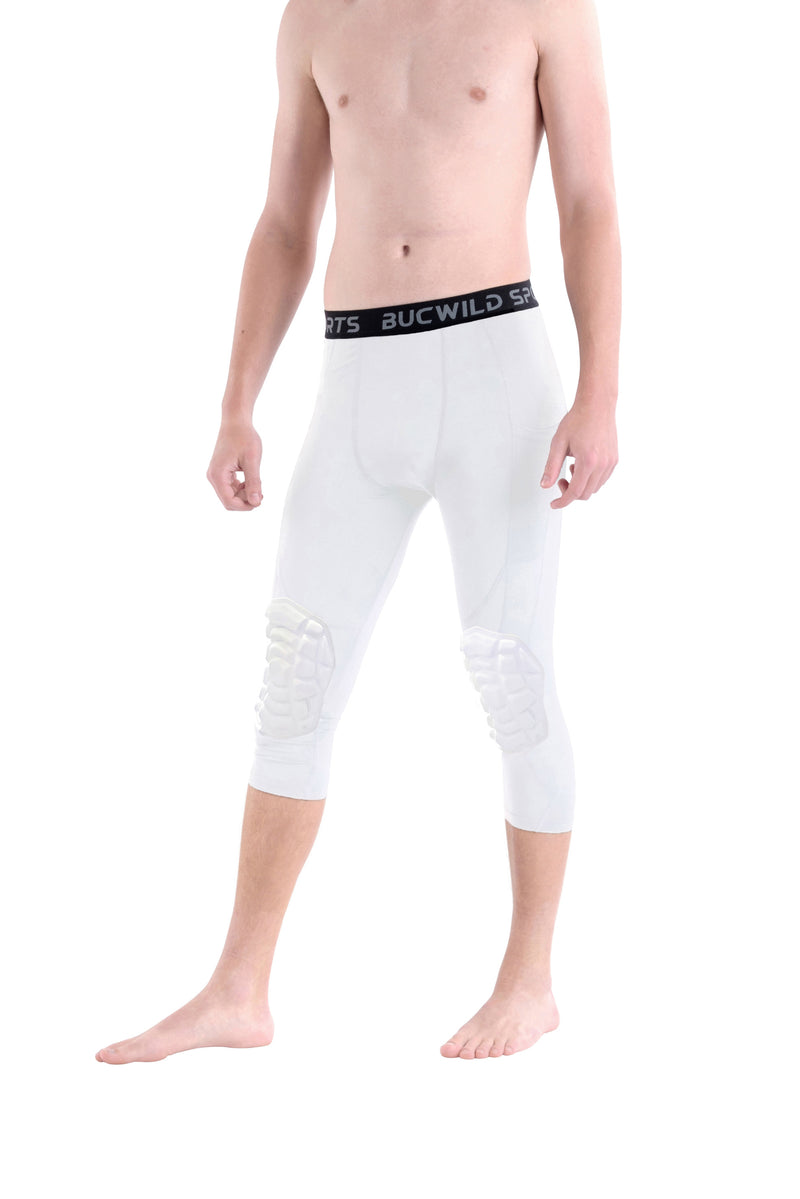  Basketball Compression Pants with Pads, White 3/4 Capri Compression  Pants Padded, Basketball Tights Leggings for Men Women Boys Girls, Youth  Knee Pads for Basketball Softball Volleyball Soccer (S) : Clothing